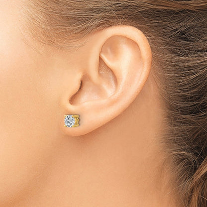 14K Gelbgold 1 1/2 ct Im Labor Gezüchtet Diamant Vs+ F+ Rund 4 Krappen Schwer Gewicht. Ohrstecker