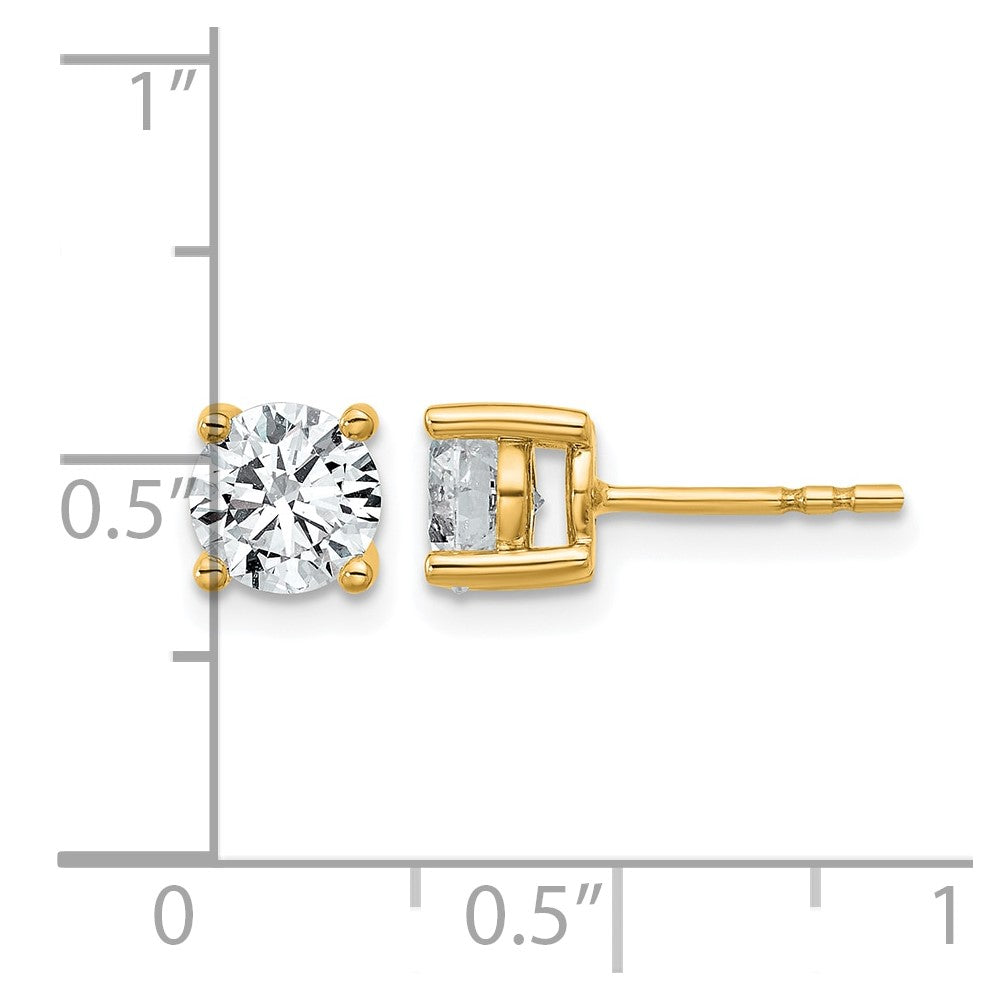 14K Gelbgold 1 1/2 ct Im Labor Gezüchtet Diamant Vs+ F+ Rund 4 Krappen Schwer Gewicht. Ohrstecker