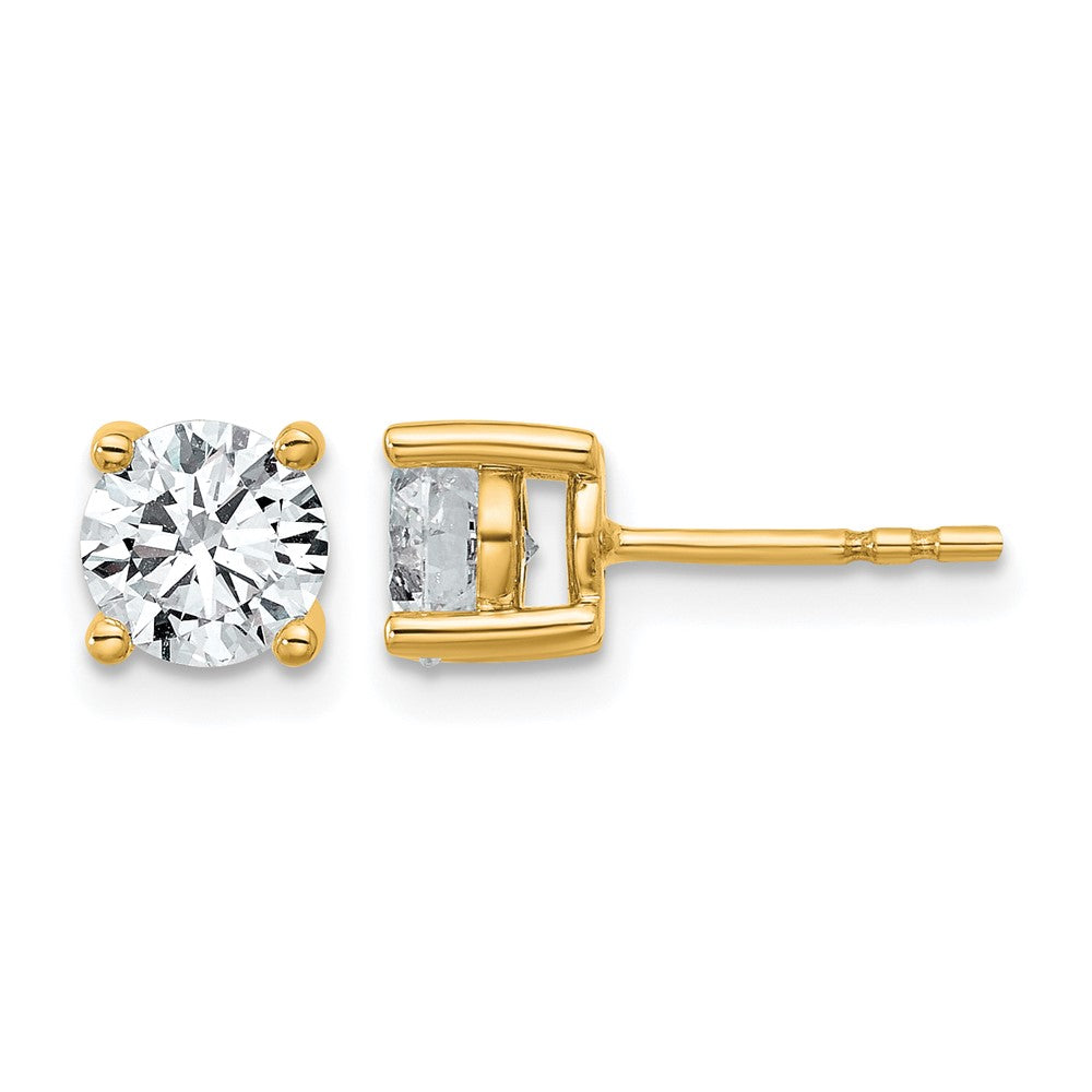 14K Gelbgold 1 1/2 ct Im Labor Gezüchtet Diamant Vs+ F+ Rund 4 Krappen Schwer Gewicht. Ohrstecker