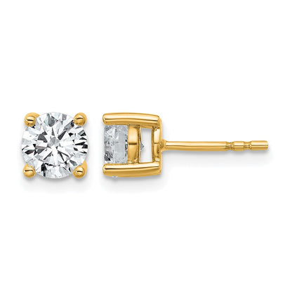 14K Gelbgold 1 1/2 ct Im Labor Gezüchtet Diamant Vs+ F+ Rund 4 Krappen Schwer Gewicht. Ohrstecker