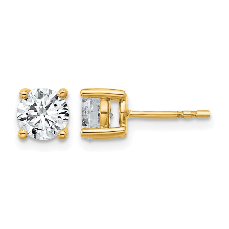 14K Gelbgold 1 1/2 ct Im Labor Gezüchtet Diamant Vs+ F+ Rund 4 Krappen Schwer Gewicht. Ohrstecker