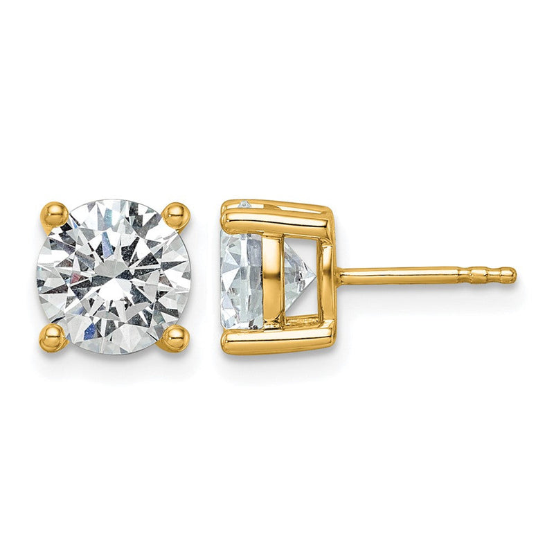 14K Gelbgold 3 ct Im Labor Gezüchtet Diamant Vs+ F+ Rund 4 Krappen Schwer Gewicht. Ohrstecker