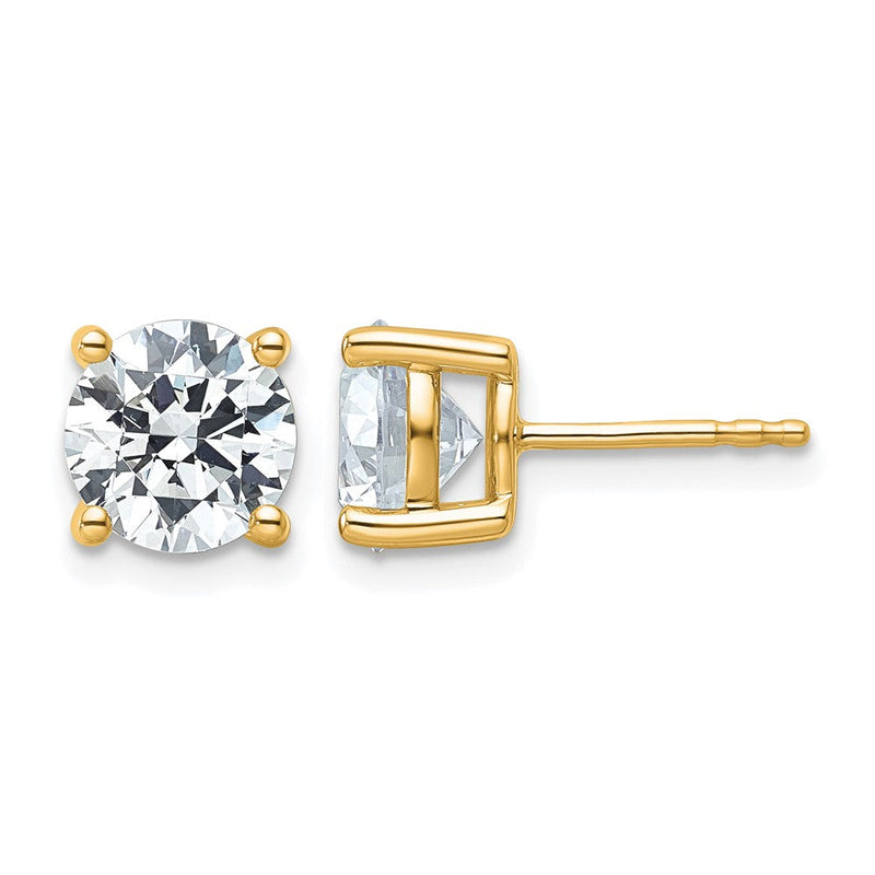 14K Gelbgold 4 ct Im Labor Gezüchtet Diamant Vs+ F+ Rund Krappen Schwer Gewicht. Ohrstecker