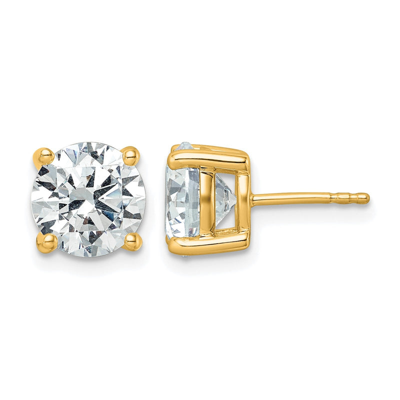 14K Gelbgold 5 ct Im Labor Gezüchtet Diamant Vs+ F+ Rund 4 Krappen Schwer Gewicht. Ohrstecker