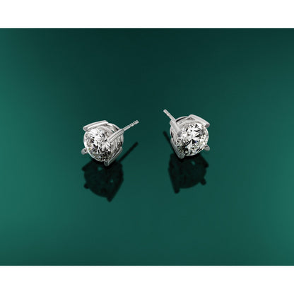 14K Weißgold 5 ct Im Labor Gezüchtet Diamant Vs+ F+ Rund 4 Krappen Schwer Gewicht. Ohrstecker