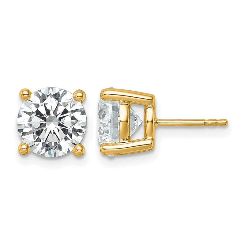 14K Gelbgold 6 ct Im Labor Gezüchtet Diamant Vs+ F+ Rund 4 Krappen Schwer Gewicht. Ohrstecker