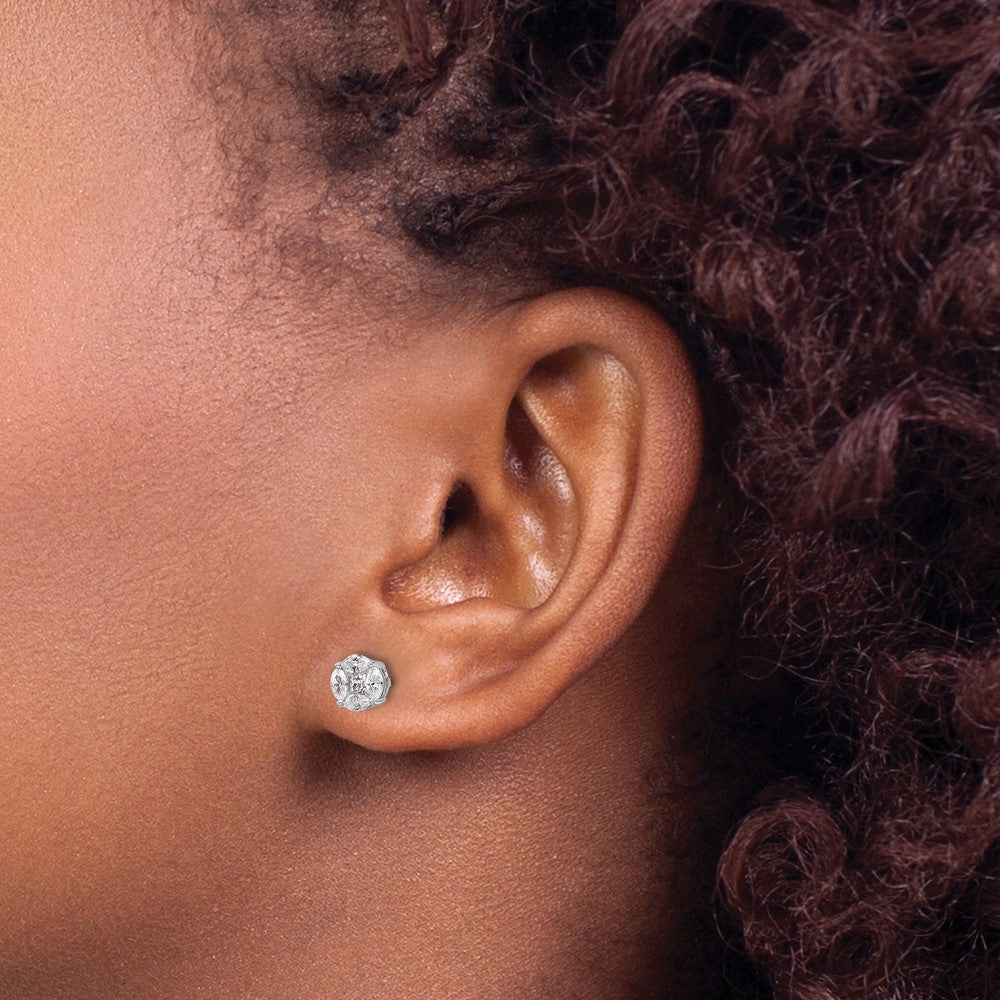 14K Weißgold Ohrstecker mit 0,5 ct. Labordiamant VS/SI+ G+, Rund- und Marquiseschliff, Halo-Fassung