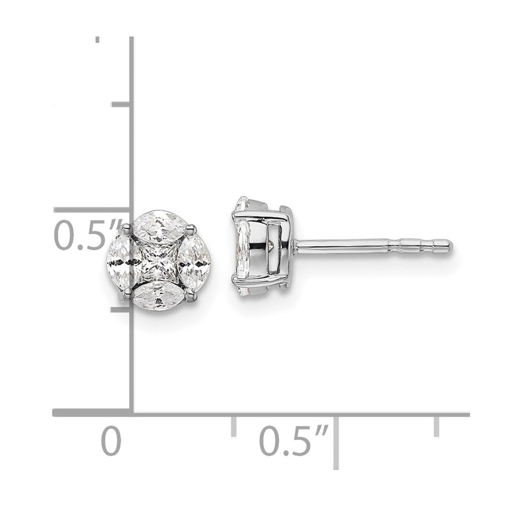 14K Weißgold Ohrstecker mit 0,5 ct. Labordiamant VS/SI+ G+, Rund- und Marquiseschliff, Halo-Fassung