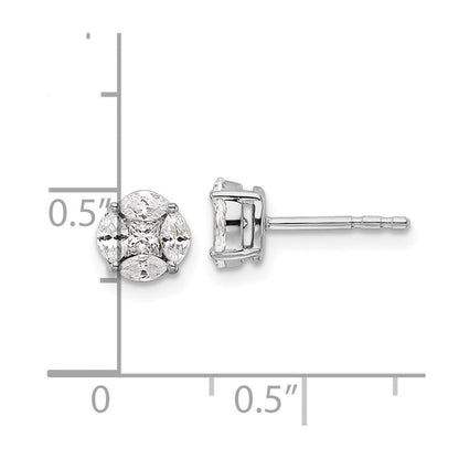 14K Weißgold Ohrstecker mit 0,5 ct. Labordiamant VS/SI+ G+, Rund- und Marquiseschliff, Halo-Fassung