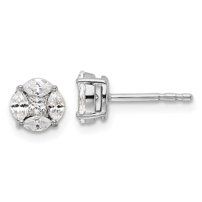 14K Weißgold Ohrstecker mit 0,5 ct. Labordiamant VS/SI+ G+, Rund- und Marquiseschliff, Halo-Fassung