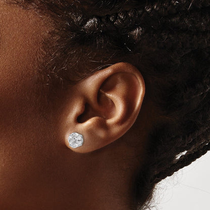 14K Weißgold Ohrstecker mit 1 ct. im Labor gezüchteten Diamanten, VS/SI+ G+, komplett mit rundem und markiseförmigem Halo