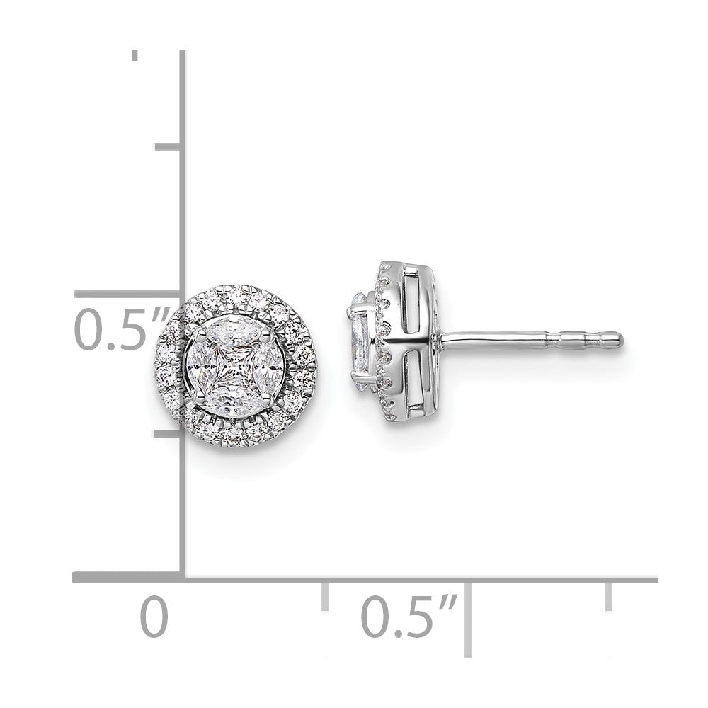14K Weißgold Ohrstecker mit Halo, 0,5 ct. Laborgezüchteten Diamanten im Rund- und Marquiseschliff, VS/SI+ G+