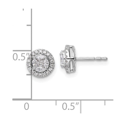 14K Weißgold Ohrstecker mit Halo, 0,5 ct. Laborgezüchteten Diamanten im Rund- und Marquiseschliff, VS/SI+ G+