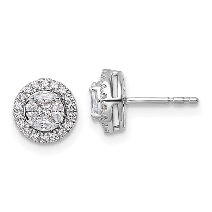 14K Weißgold Ohrstecker mit Halo, 0,5 ct. Laborgezüchteten Diamanten im Rund- und Marquiseschliff, VS/SI+ G+