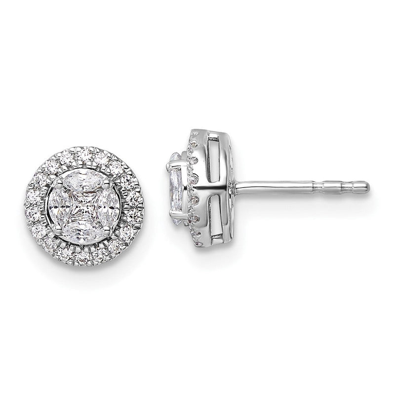 14K Weißgold Ohrstecker mit Halo, 0,5 ct. Laborgezüchteten Diamanten im Rund- und Marquiseschliff, VS/SI+ G+