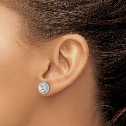 14K Weißgold Ohrringe mit Halo, 1 ct. Laborgezüchteten Diamanten VS/SI+ G+ im Rund- und Marquiseschliff, mit Ohrstecker-Verschluss