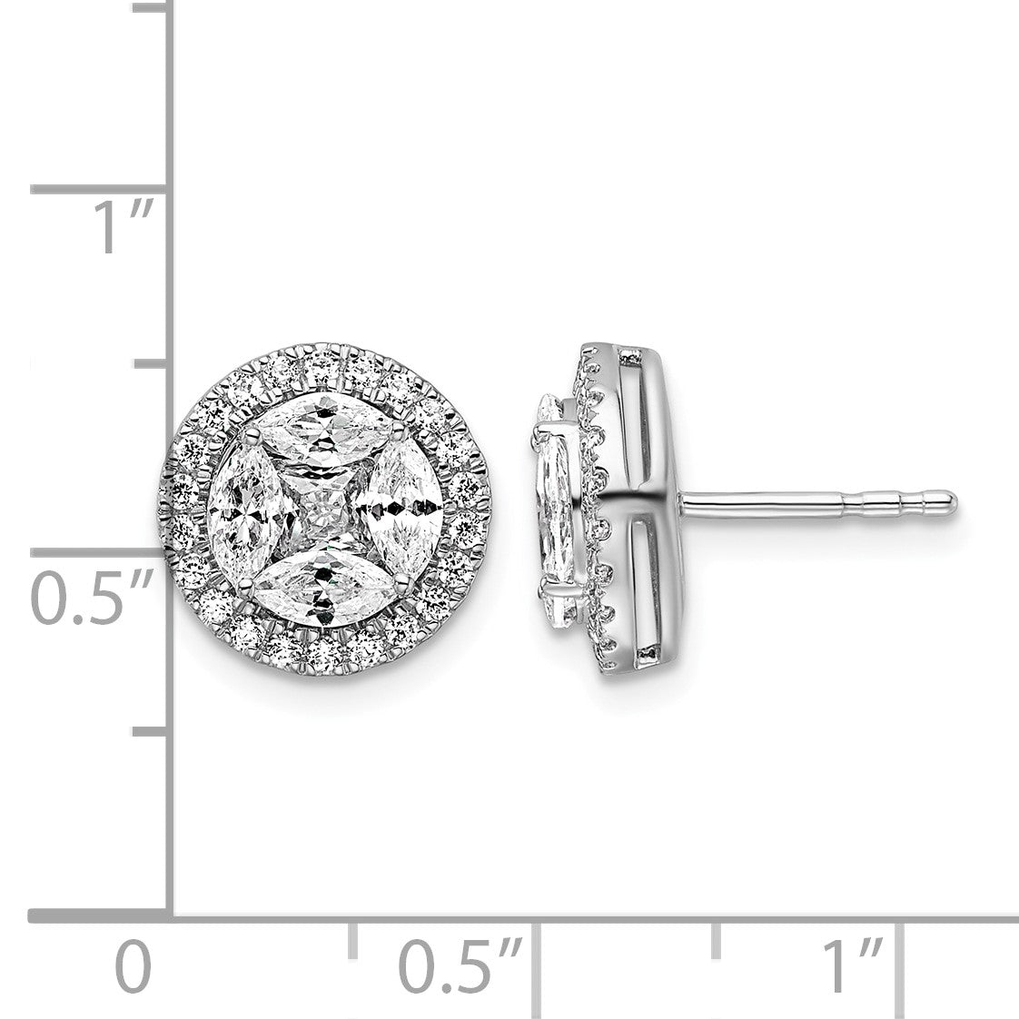 14K Weißgold Ohrstecker mit Marquise-Laborgezüchteten Diamanten in Halo-Fassung, 1,5 ct., VS/SI+ G+
