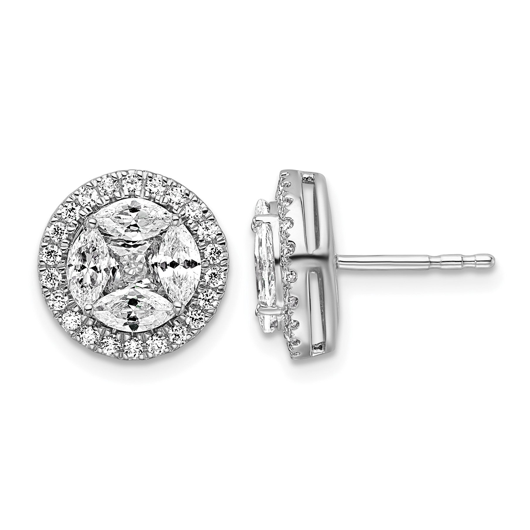 14K Weißgold Ohrstecker mit Marquise-Laborgezüchteten Diamanten in Halo-Fassung, 1,5 ct., VS/SI+ G+