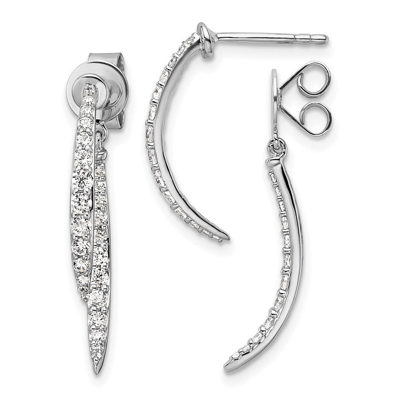 14K Weißgold Ohrhänger mit 0,625 ct. im Labor gezüchteten Diamanten VS/SI+ G+, Vorne-und-Hinten-Design, mit Stecker