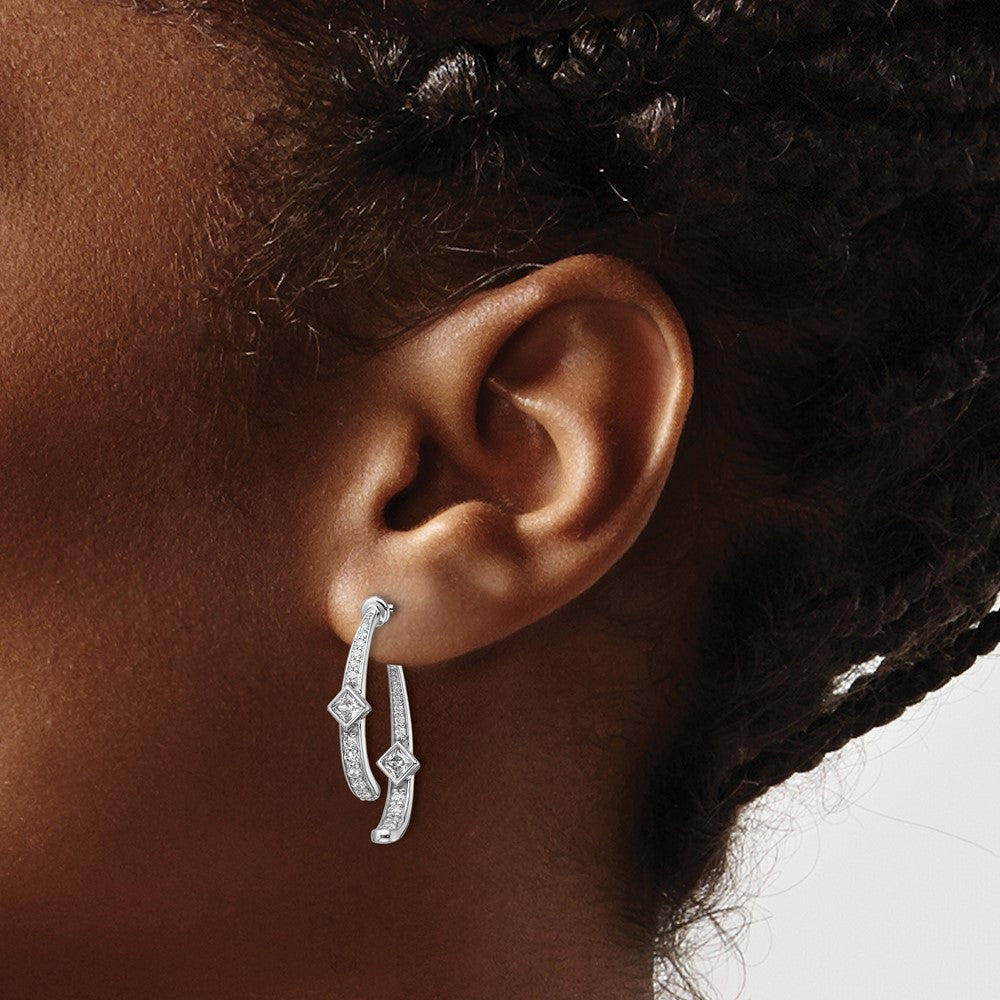 14K Weißgold Front-und-Back Ohrhänger-Ohrstecker mit 0,875 ct. laborgezüchteten Diamanten VS/SI+ G+