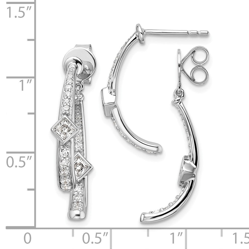 14K Weißgold Front-und-Back Ohrhänger-Ohrstecker mit 0,875 ct. laborgezüchteten Diamanten VS/SI+ G+
