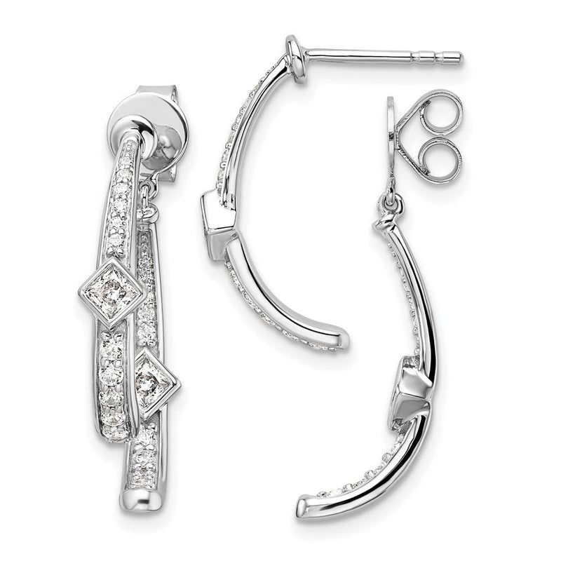 14K Weißgold Front-und-Back Ohrhänger-Ohrstecker mit 0,875 ct. laborgezüchteten Diamanten VS/SI+ G+