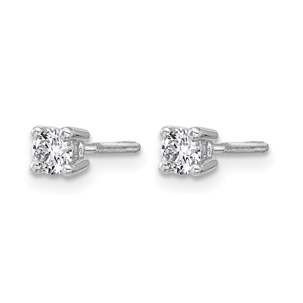 14K Weißgold 1/3 ct Im Labor Gezüchtet Diamant Vs+ F+ Rund 4 Krappen Schwer Gewicht. Schraubverschluss Ohrstecker