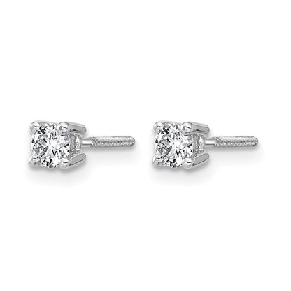14K Weißgold 1/3 ct Im Labor Gezüchtet Diamant Vs+ F+ Rund 4 Krappen Schwer Gewicht. Schraubverschluss Ohrstecker