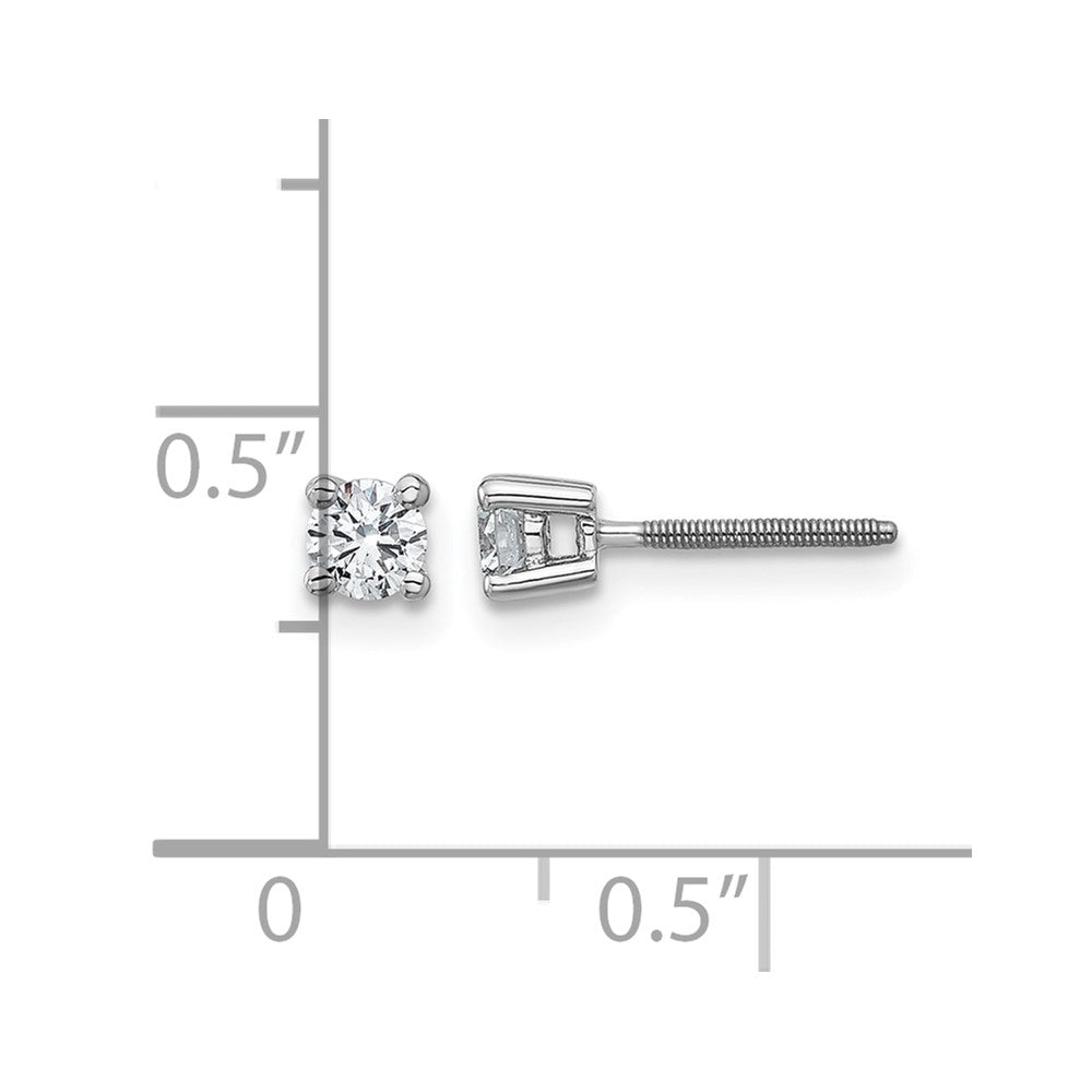 14K Weißgold 1/3 ct Im Labor Gezüchtet Diamant Vs+ F+ Rund 4 Krappen Schwer Gewicht. Schraubverschluss Ohrstecker