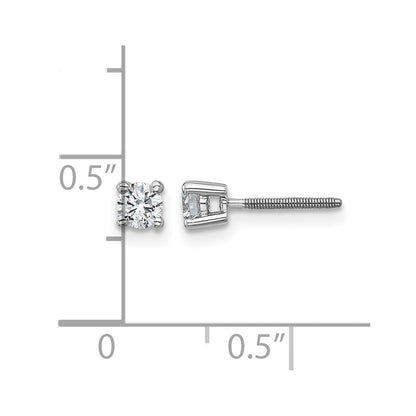14K Weißgold 1/3 ct Im Labor Gezüchtet Diamant Vs+ F+ Rund 4 Krappen Schwer Gewicht. Schraubverschluss Ohrstecker