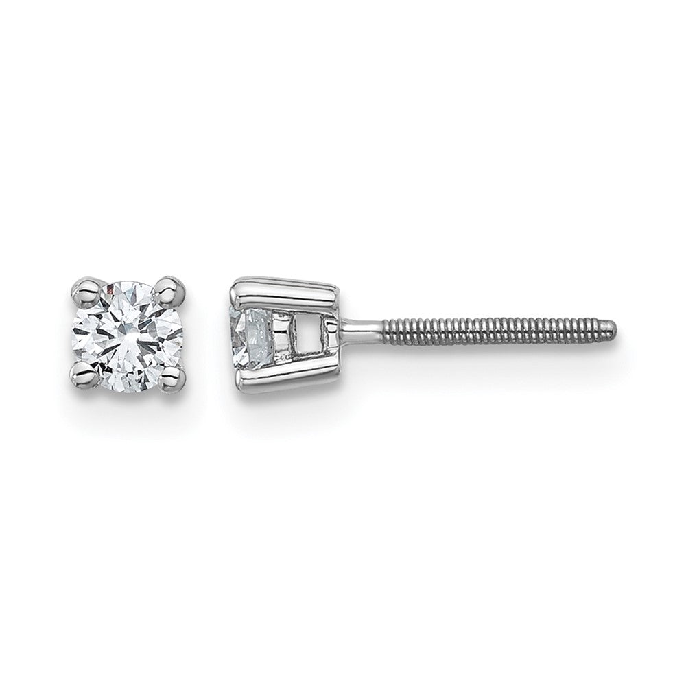 14K Weißgold 1/3 ct Im Labor Gezüchtet Diamant Vs+ F+ Rund 4 Krappen Schwer Gewicht. Schraubverschluss Ohrstecker