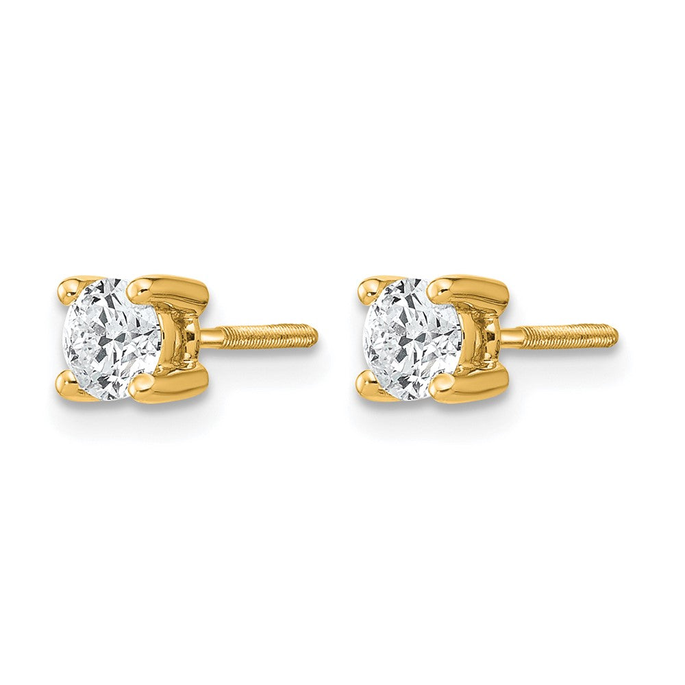 14K Gelbgold 1/2 ct Im Labor Gezüchtet Diamant Vs+ F+ Rund 4 Krappen Schwer Gewicht. Schraubverschluss Ohrstecker