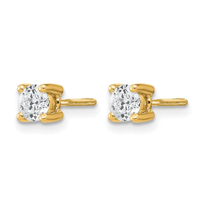 14K Gelbgold 1/2 ct Im Labor Gezüchtet Diamant Vs+ F+ Rund 4 Krappen Schwer Gewicht. Schraubverschluss Ohrstecker