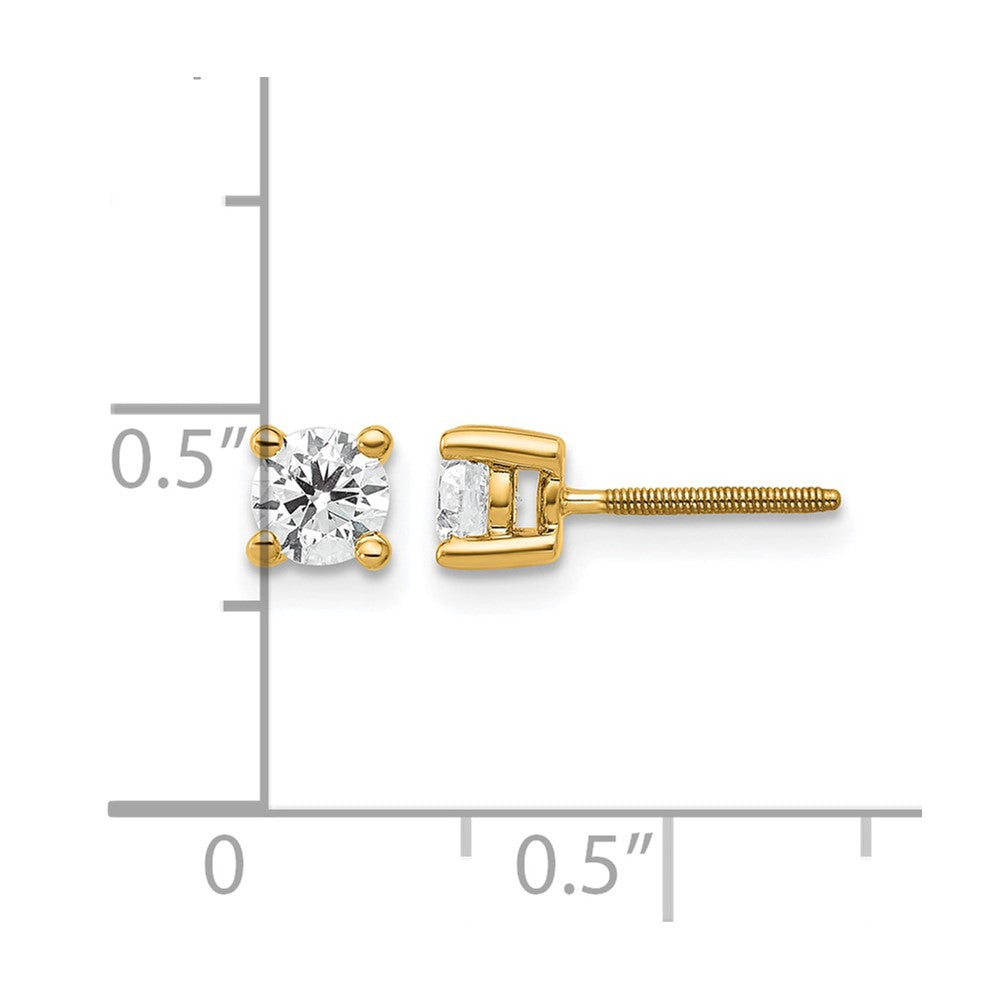 14K Gelbgold 1/2 ct Im Labor Gezüchtet Diamant Vs+ F+ Rund 4 Krappen Schwer Gewicht. Schraubverschluss Ohrstecker