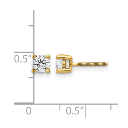 14K Gelbgold 1/2 ct Im Labor Gezüchtet Diamant Vs+ F+ Rund 4 Krappen Schwer Gewicht. Schraubverschluss Ohrstecker
