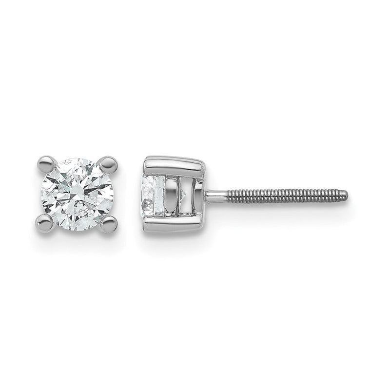 14K Weißgold 2/3 ct Im Labor Gezüchtet Diamant Vs+ F+ Rund 4 Krappen Schwer Gewicht. Schraubverschluss Ohrstecker