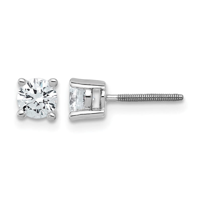 14K Weißgold 3/4 ct Im Labor Gezüchtet Diamant Vs+ F+ Rund 4 Krappen Schwer Gewicht. Schraubverschluss Ohrstecker