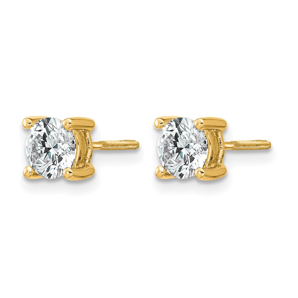 14K Gelbgold 1 ct Im Labor Gezüchtet Diamant Vs+ F+ Rund 4 Krappen Schwer Gewicht. Schraubverschluss Ohrstecker