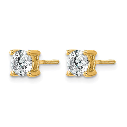 14K Gelbgold 1 ct Im Labor Gezüchtet Diamant Vs+ F+ Rund 4 Krappen Schwer Gewicht. Schraubverschluss Ohrstecker
