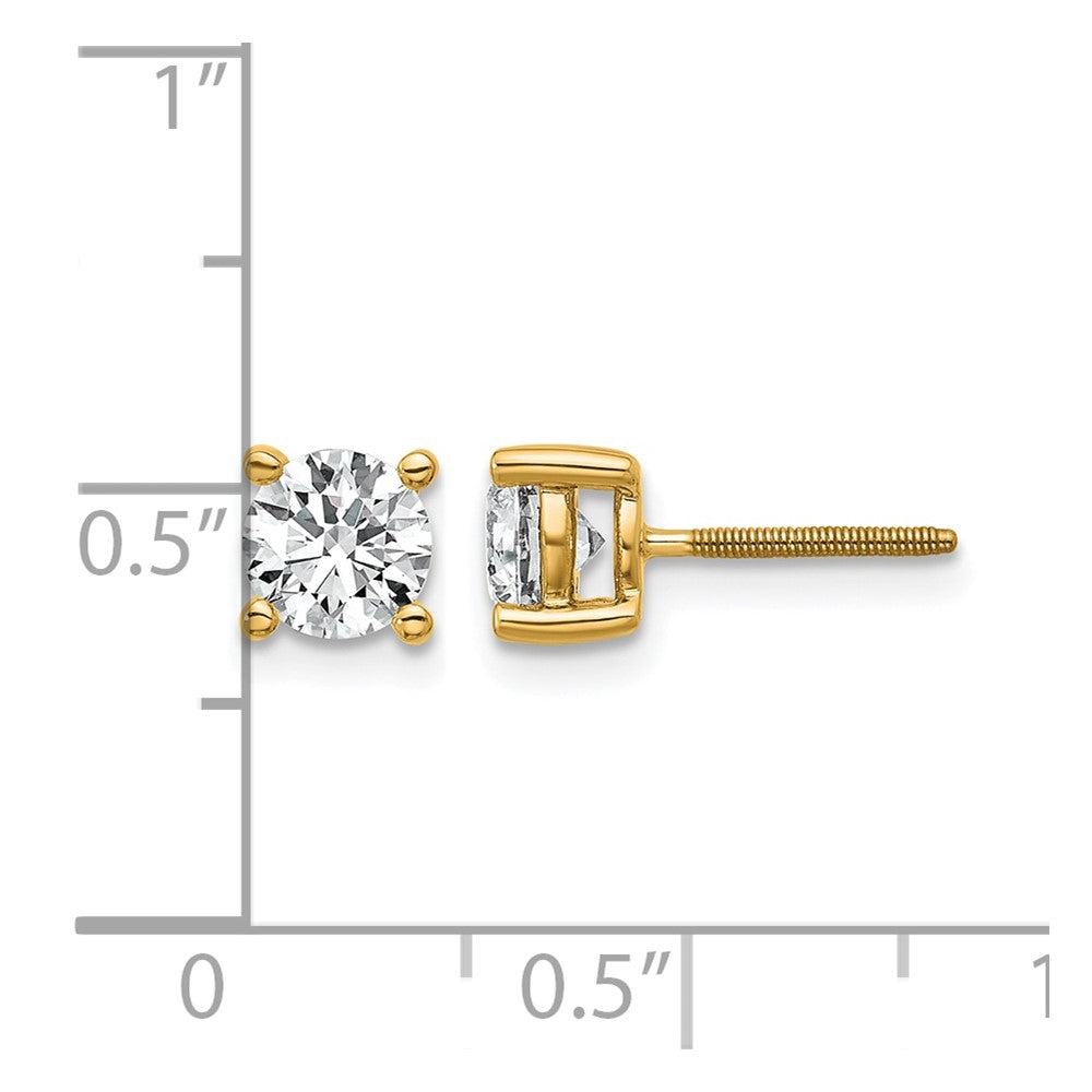 14K Gelbgold 1 ct Im Labor Gezüchtet Diamant Vs+ F+ Rund 4 Krappen Schwer Gewicht. Schraubverschluss Ohrstecker