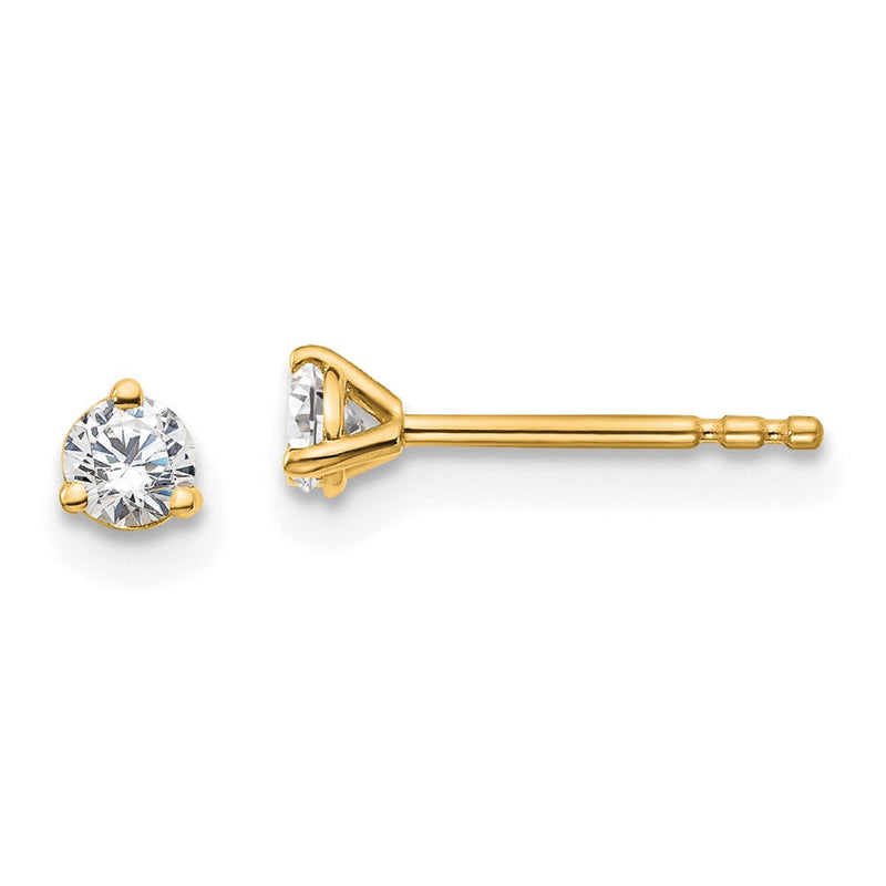 14K Gelbgold 1/5 ct Im Labor Gezüchtet Diamant Vs+ F+ Rund 3 Krappen Schwer Gewicht. Ohrstecker