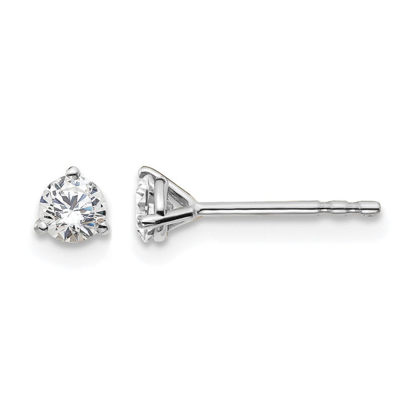 14K Weißgold 1/3 ct Im Labor Gezüchtet Diamant Vs+ F+ Rund 3 Krappen Schwer Gewicht. Ohrstecker