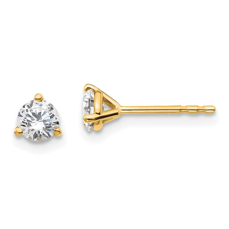 14K Gelbgold 1/2 ct Im Labor Gezüchtet Diamant Vs+ F+ Rund 3 Krappen Schwer Gewicht. Ohrstecker