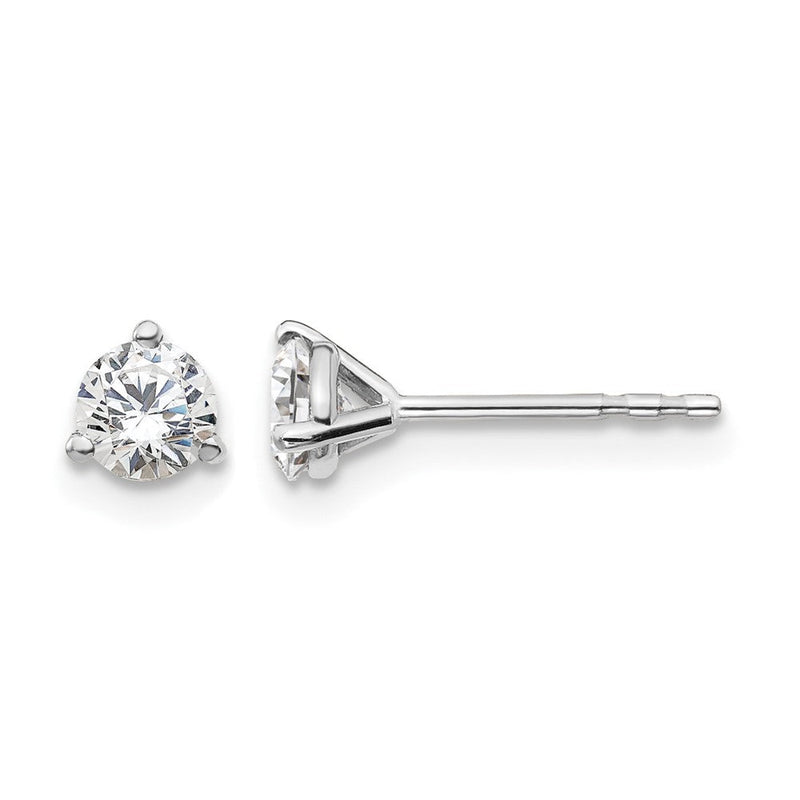 14K Weißgold 1/2 ct Im Labor Gezüchtet Diamant Vs+ F+ Rund 3 Krappen Schwer Gewicht. Ohrstecker