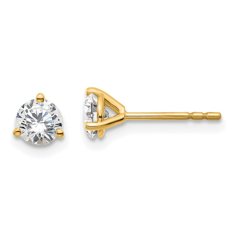 14K Gelbgold 2/3 ct Im Labor Gezüchtet Diamant Vs+ F+ Rund 3 Krappen Schwer Gewicht. Ohrstecker