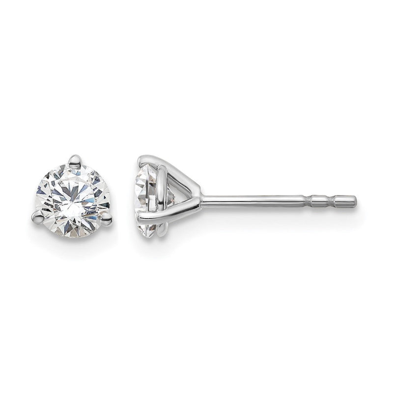 14K Weißgold 2/3 ct Im Labor Gezüchtet Diamant Vs+ F+ Rund 3 Krappen Schwer Gewicht. Ohrstecker