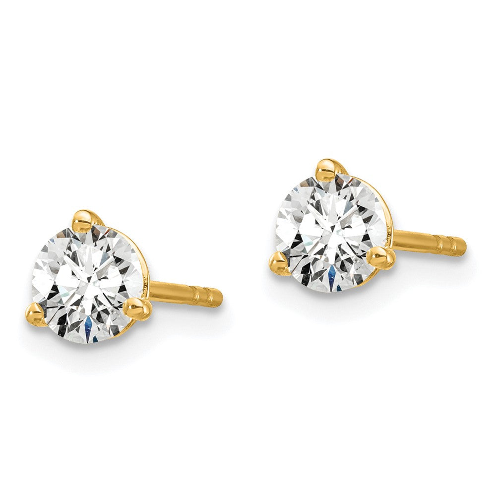 14K Gelbgold 3/4 ct Im Labor Gezüchtet Diamant Vs+ F+ Rund 3 Krappen Schwer Gewicht. Ohrstecker