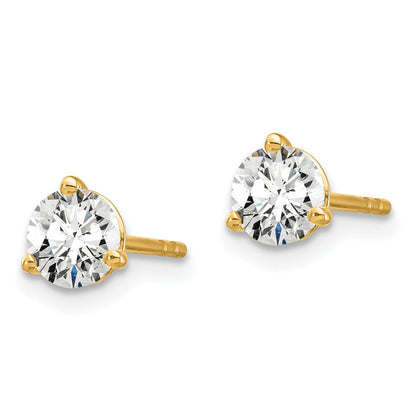14K Gelbgold 3/4 ct Im Labor Gezüchtet Diamant Vs+ F+ Rund 3 Krappen Schwer Gewicht. Ohrstecker
