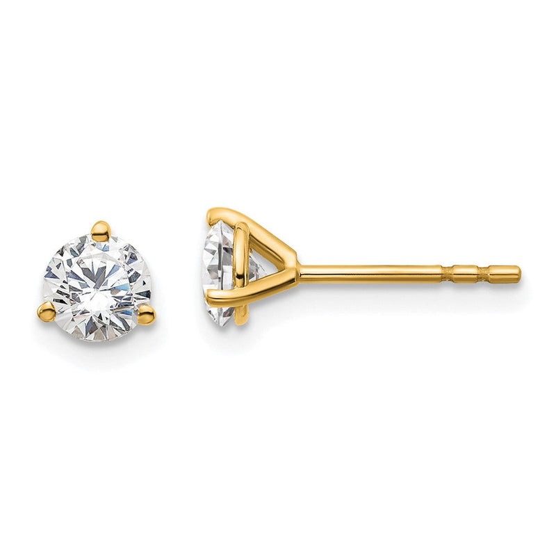 14K Gelbgold 3/4 ct Im Labor Gezüchtet Diamant Vs+ F+ Rund 3 Krappen Schwer Gewicht. Ohrstecker