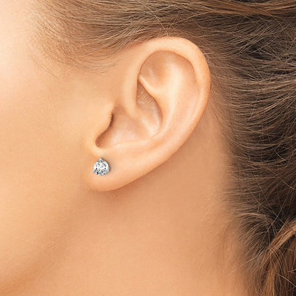 14K Weißgold 3/4 ct Im Labor Gezüchtet Diamant Vs+ F+ Rund 3 Krappen Schwer Gewicht. Ohrstecker